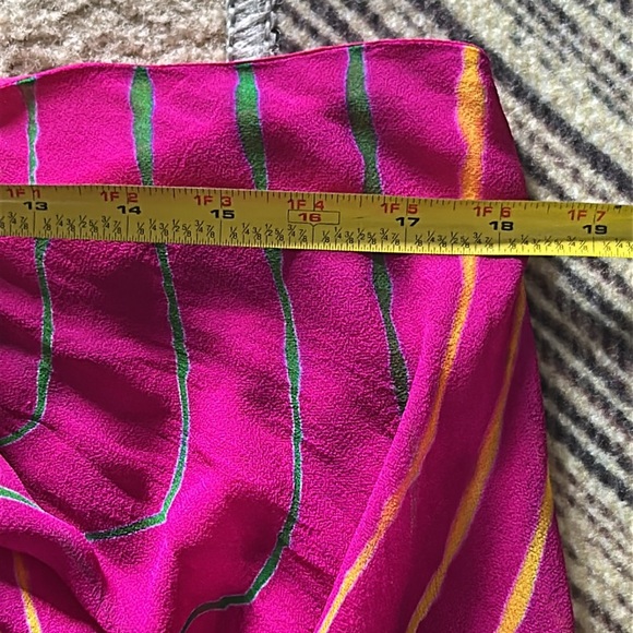 Polo Ralph Lauren Shibori Pink 100% Silk halter asymmetrical midi dress SZ 14 - Picture 8 of 12